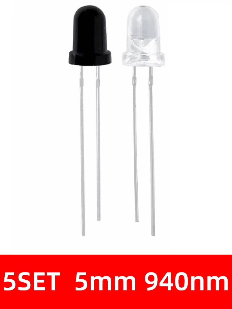5mm 940nm LEDs Infrared Emitter and IR Receiver Diode 10pairs Diodes 301A