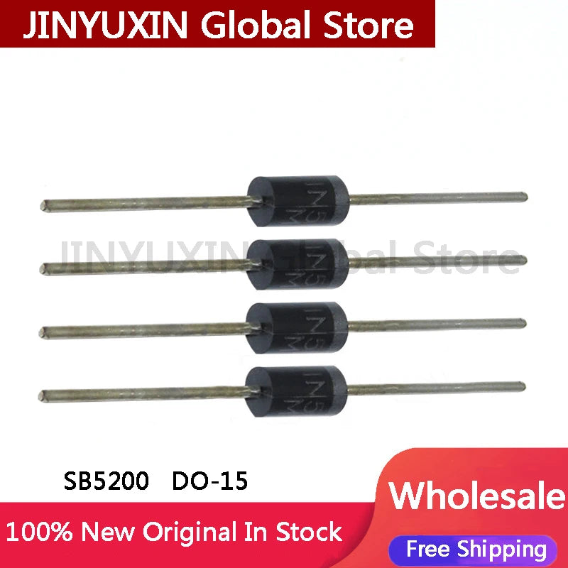 10-100Pcs SB5200 5A 200V DO-15 Schottky diode