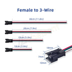 JST SM 3 Pin Pitch 2.54mm Female Male Connectors WS2812B WS2811 LED Lights Strip Connection Cable 10cm 15cm 20cm 30cm 22AMG Wire