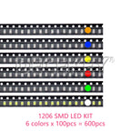 600pcs=6colors x 100pcs 5050 5730 1210 1206 0805 0603 0402 SMD LED Diode Kit Red / Green / Blue / White / Yellow/ Orange