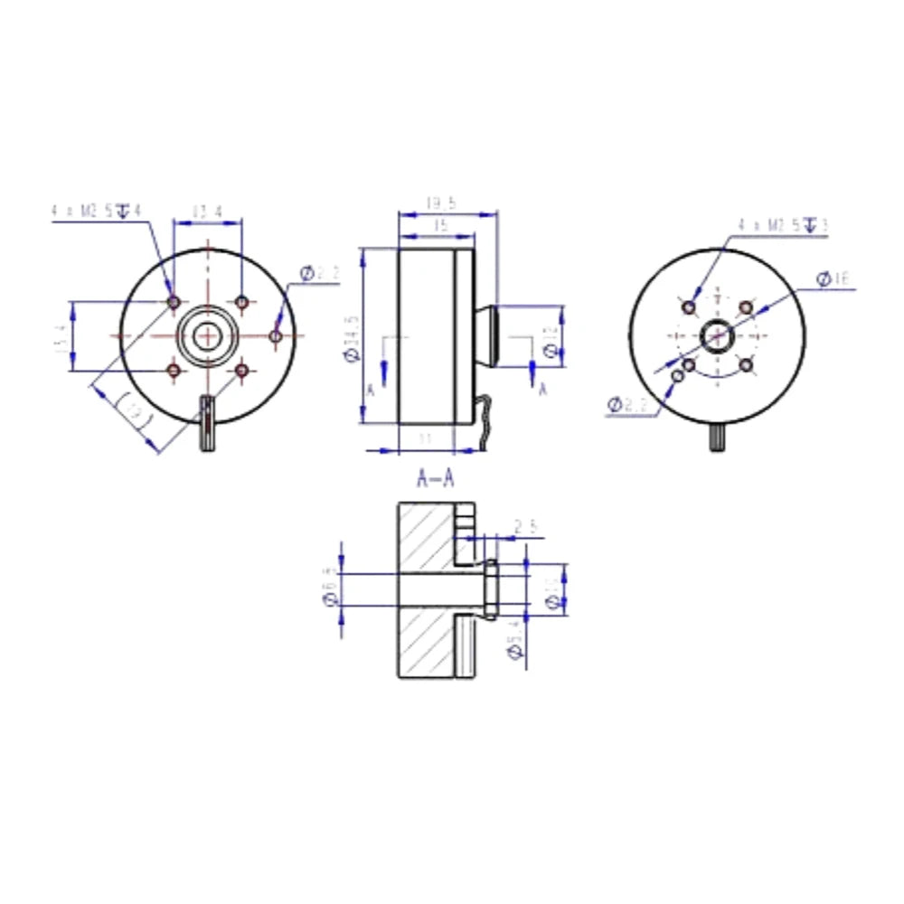 2804 Hollow Shaft Brushless DC Motor+ AS5600 Magnetic Encoder Set Hall Sensor Outer Rotor BLDC Motor Kit Support FOC Control