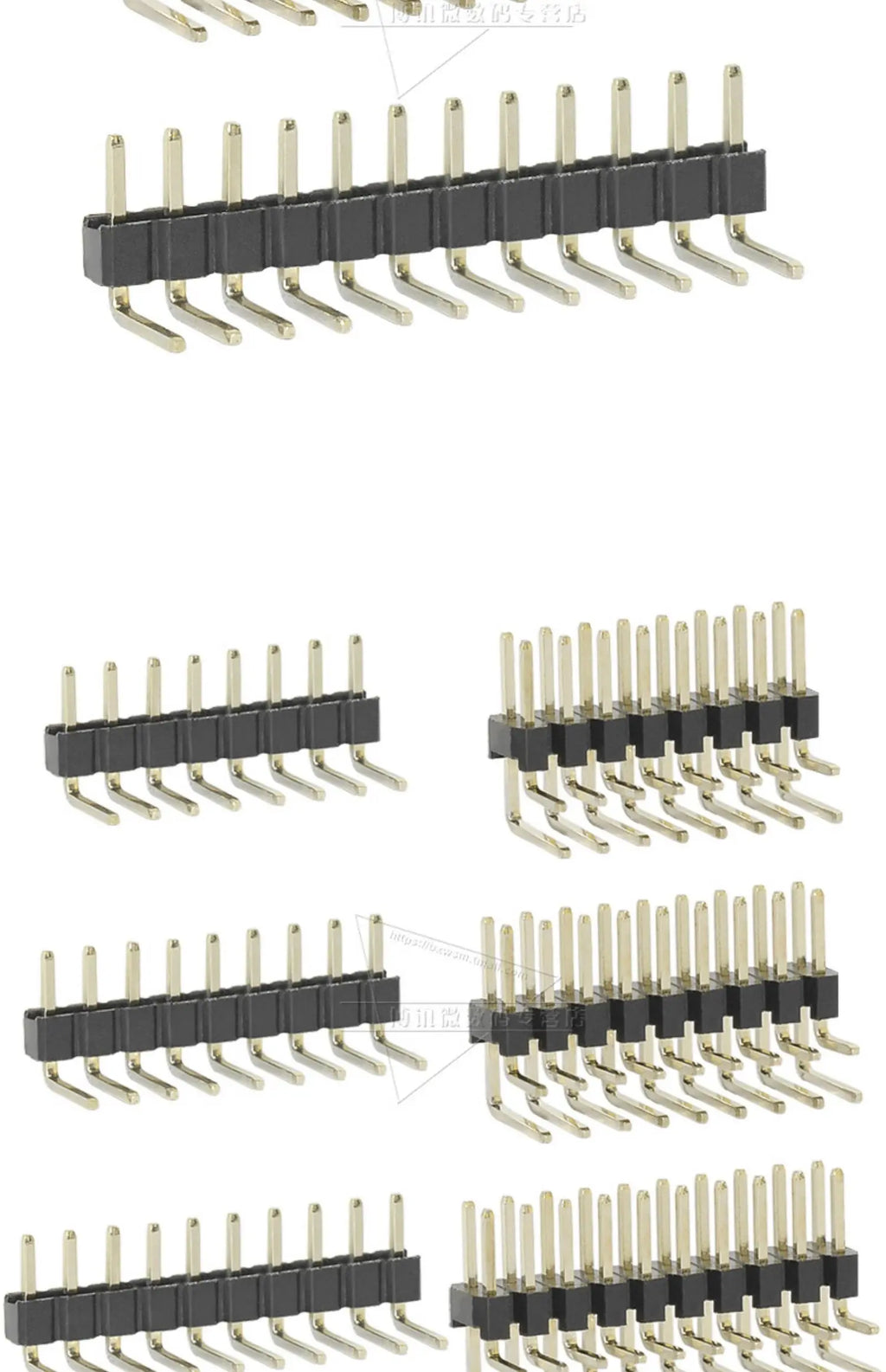 50pcs 2.0mm Pitch Pin Header Single Row Double Row 90 Degree Curved Needle Copper Foot Pin 2*2P/3P/4P/5P/6P/7P/8P/12P