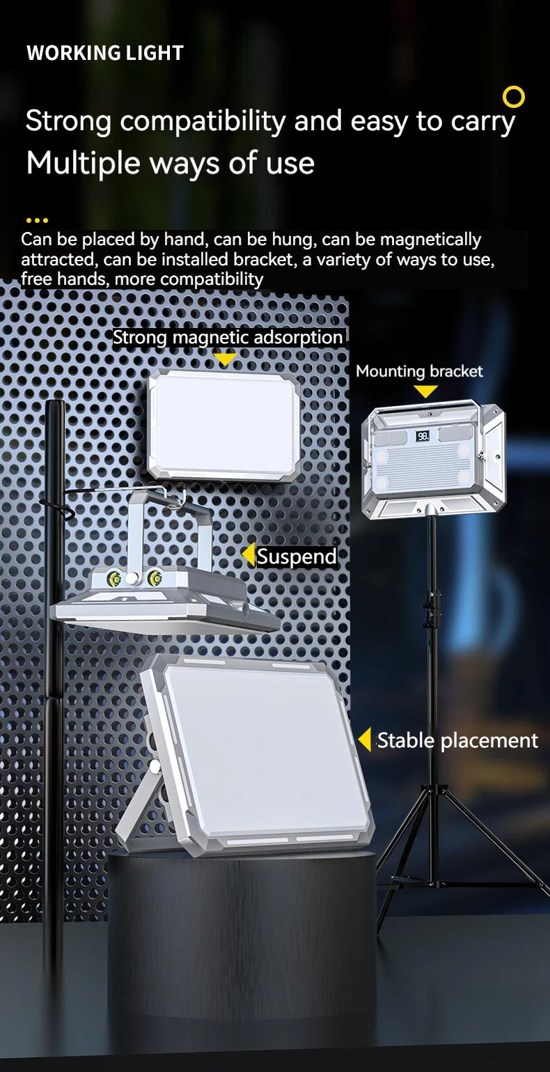 Outdoor Camping Light Super Bright Camping Floodlight Magnetic Rechargeable Led Work Light