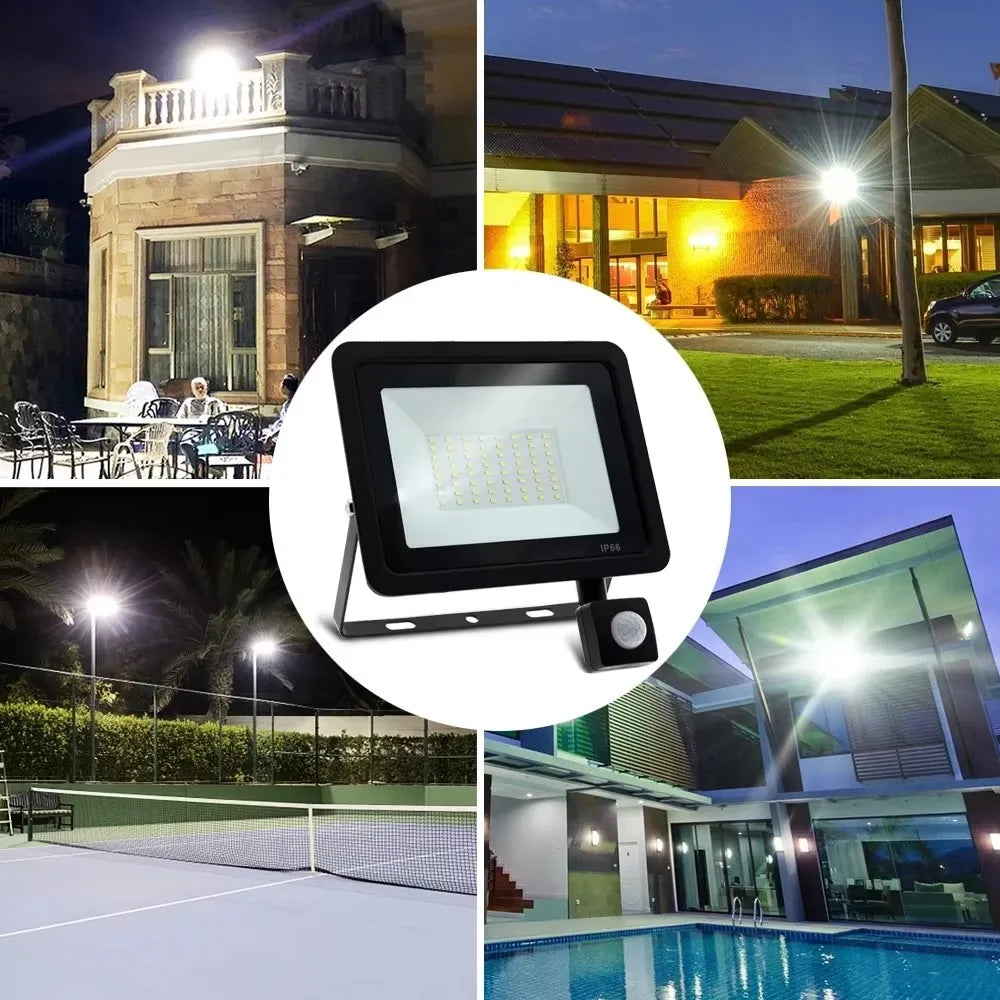 LED PIR Motion Sensor Floodlight Outdoor Wall Light White Light 100W 50W 30W 20W 10W IP66 Waterproof LED Spotlight For Garden