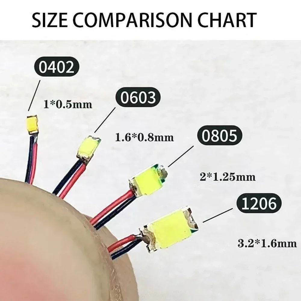 100Pcs/Lot 0402 0603 0805 1206 Led SMD Wire For Model Train HO N OO Scale Red Black Line Pre-soldered Micro Litz Diorama Railway