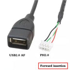 USB 2.0 to PH2.0/XH2.54/mx1.25 Data Cable, 4-Pin PH2.0 Pin to USB 2.0 Connection Cable, Small Motherboard USB Pin