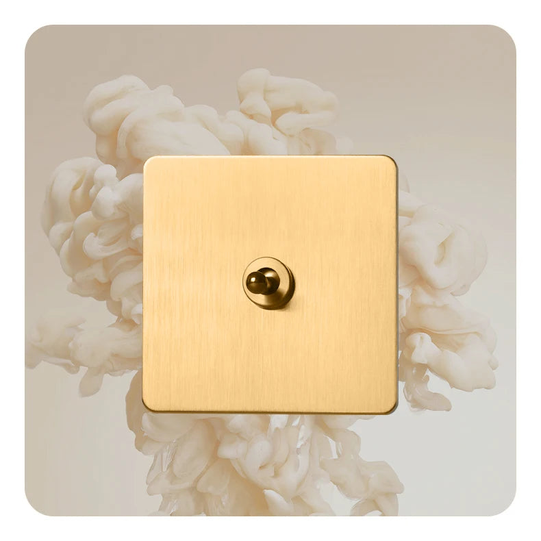 Avoir Gold Rocker Toggle Switch Brass Lever Switch Home Accessories Cat6 Type C EU Sockets And Switches 220V Push Button 86 Type
