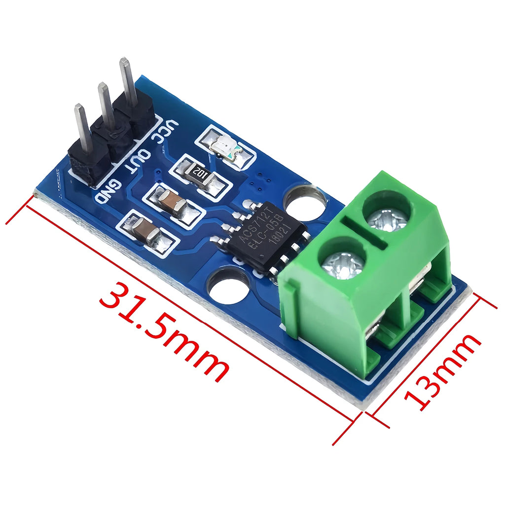 1-2pcs ACS712 Range Hall Current Sensor Module 5A 20A 30A ACS712ELC Current Measuring Module with Power Indicator for Arduino