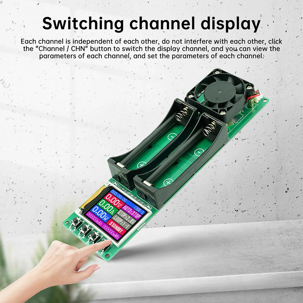 New 2-Channel Internal Resistance Tester 18650 Lithium Battery Auto Charge/Discharge Detector Module DC5V Type-C Interface