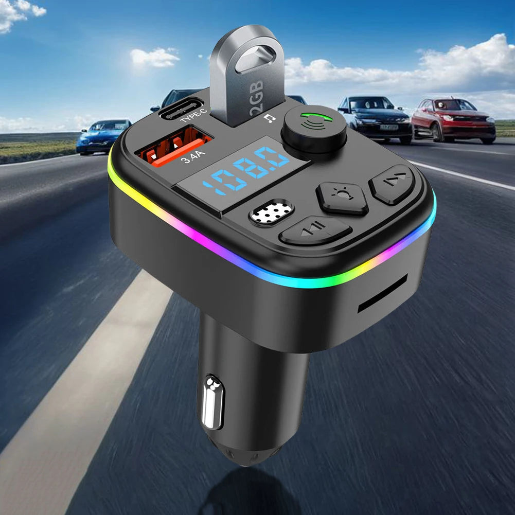 Car Charger Dual USB Type C Car MP3 Player Bluetooth 5.3 Support TF Card U Disk Phone Charger Car FM Transmitter Clear Calling