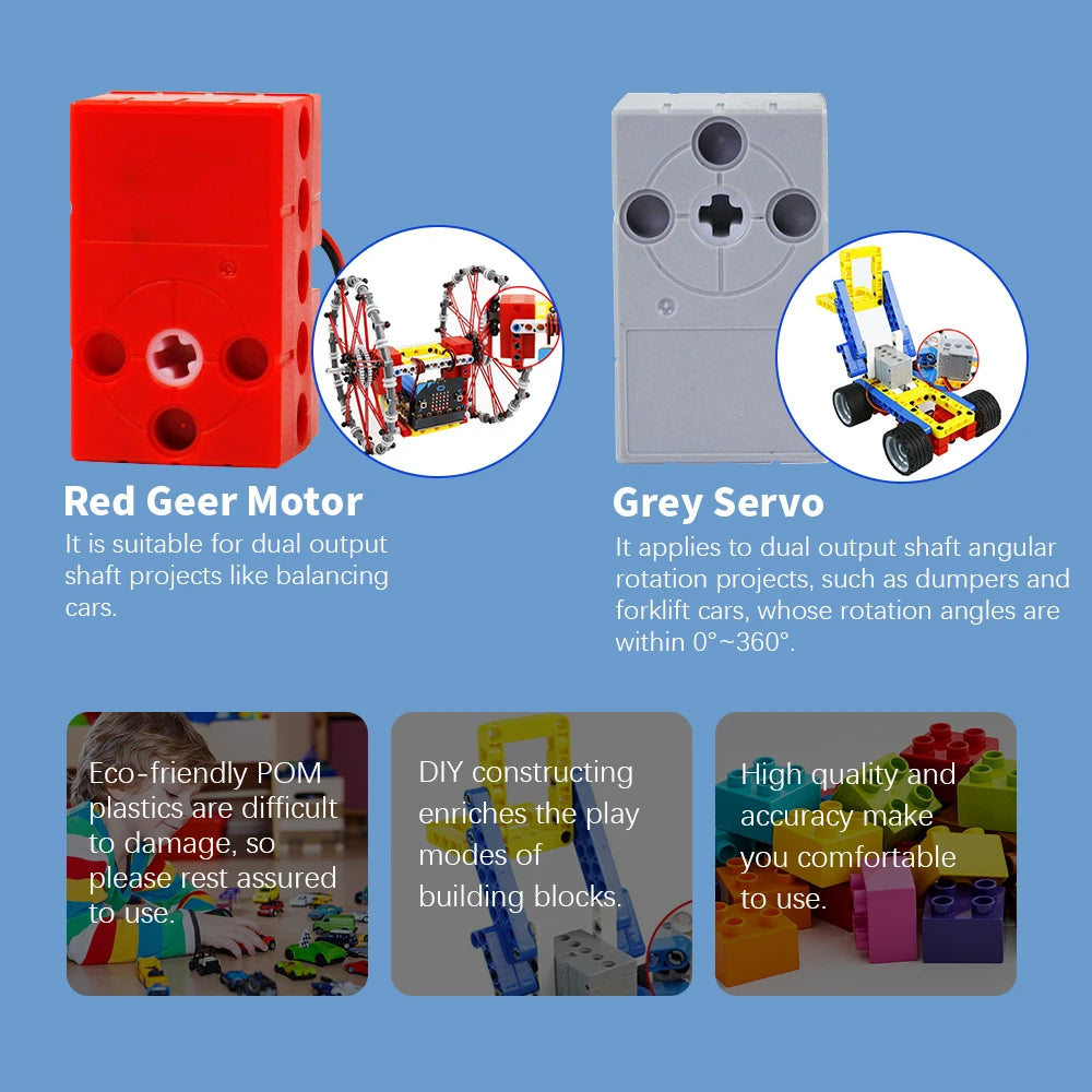 Programmable  2KG 360 Degree Servo&Motor Compatible With LEGO Building Blocks Projects Suitable Dual Output Shaft DIY Parts