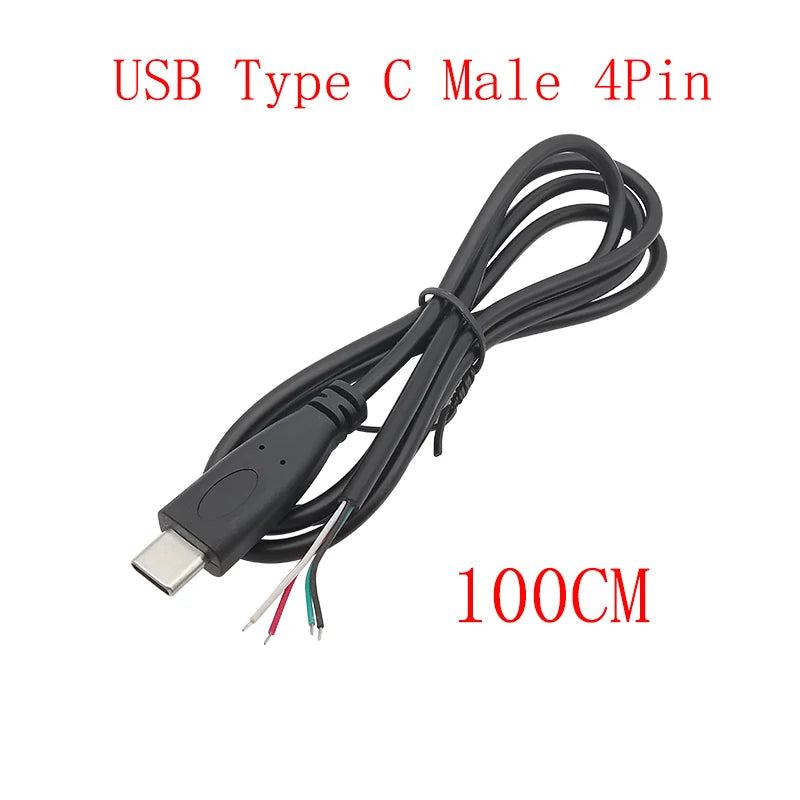 USB Type C Power Supply Cable 2/4 Pin Male Female Socket Type-C Plug Connector Adapter For Data Charging Cables Wires Repair DIY