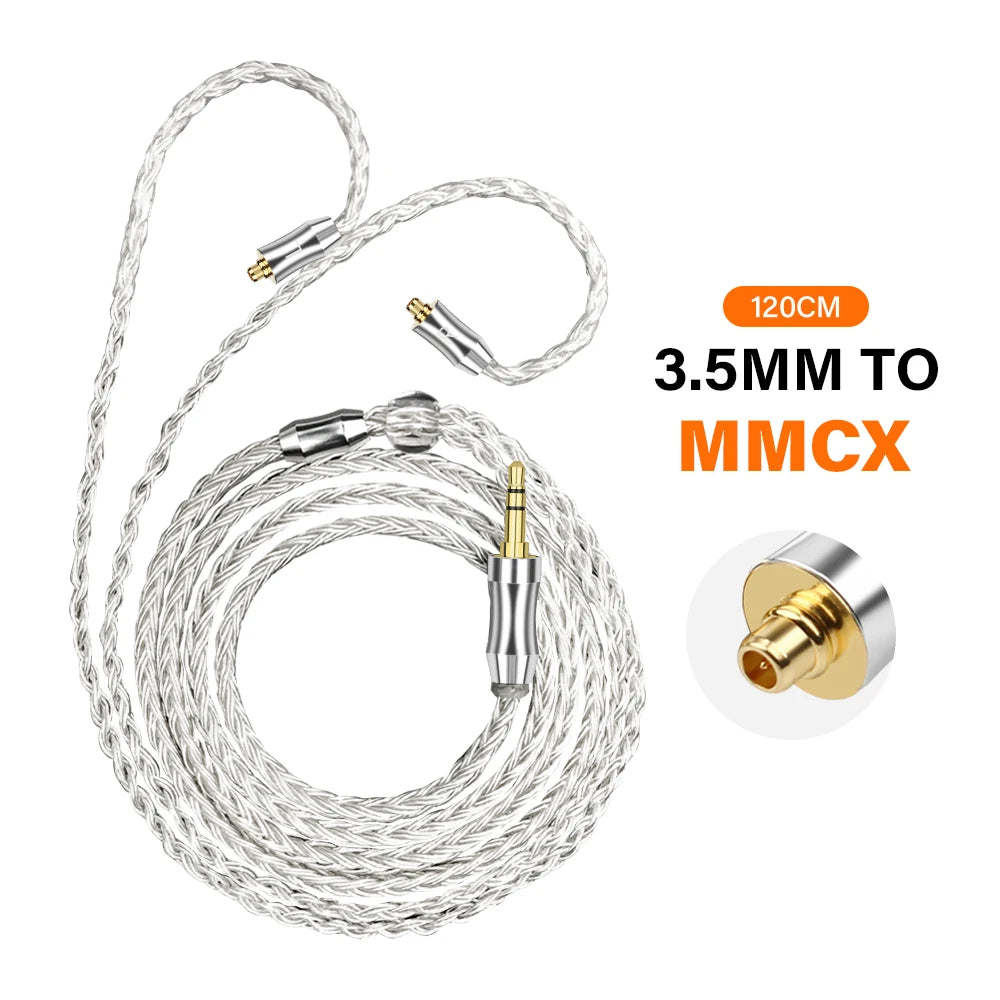 16 Core Silver Plated For iPhone USB C 3.5mm to MMCX IE80 Balanced Cable Connector For Sennheiser Earphone Balance Upgrade Cable