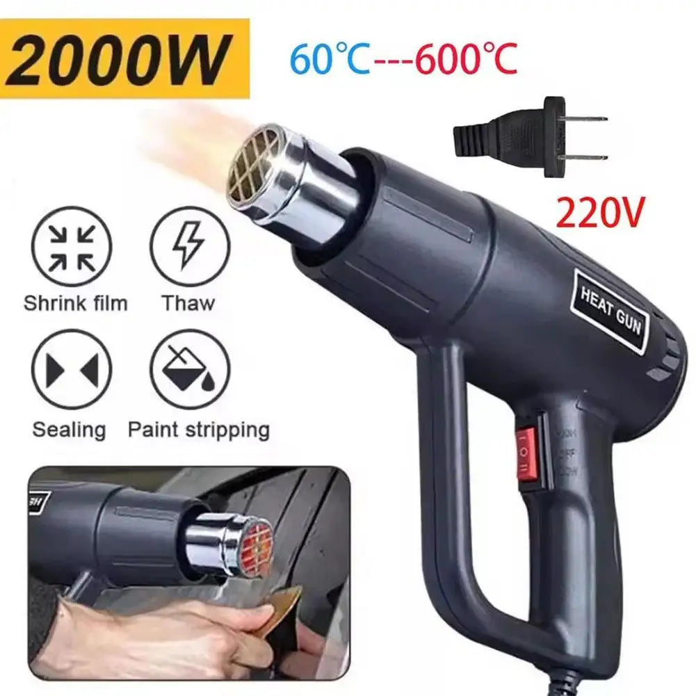 2000W Electric Heat Gun For Car Wrap Vinyl Film Shrink Thermal Blower Industrial Hot Air Gun Auto Detailing Power Tools