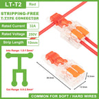 T-Type Stripping Free Wiring Connector With Fixing Hole Quick Branch  Splice Junction box lever Wire connector 32A