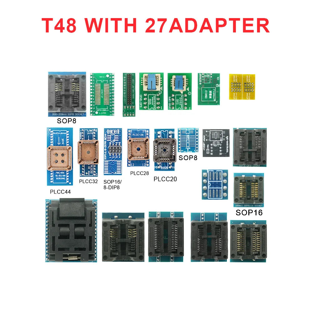 XGECU T48 (TL866-3G) Programmer with ISP Cable Support 34000+ ICs for SPI/Nor/NAND Flash/EMMC BGA/TSOP/SOP/PLCC+ 27 Adapters