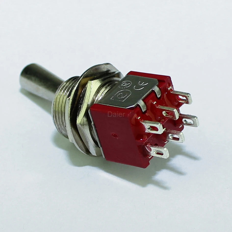 5PCS Large Long Handle Mini Toggle Switch 3 Position DPDT Latching Momentary Switch 12MM ON-OFF-ON DPDT MTS-203 6A 125VAC