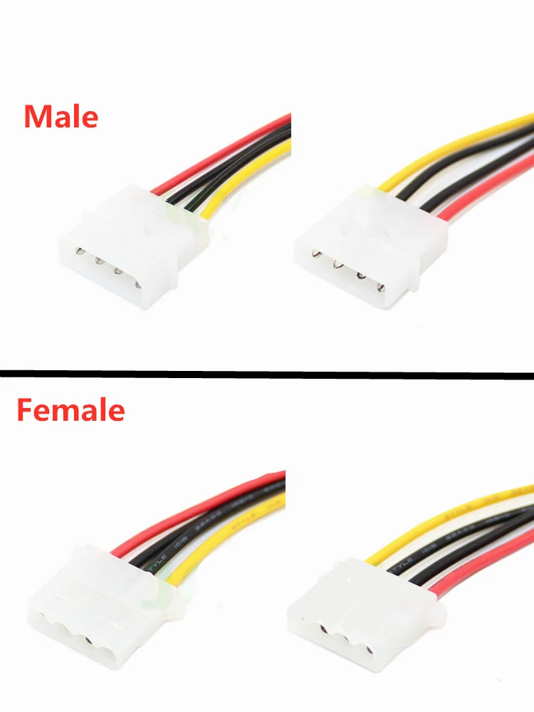 1pcs 30cm IDE 4-Pin Male to Female Extension Cable PC Power Supply Wire Housing Adapter Connector 5.08mm Pitch