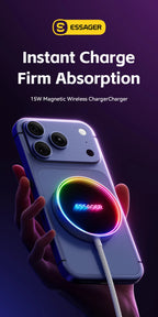 ESSAGER 15W Magnetic Wireless Chargers Qi Qi2 Wireless Charger Fast Charging Pad for iPhone 17 16 15 14 Mini Phone Charger