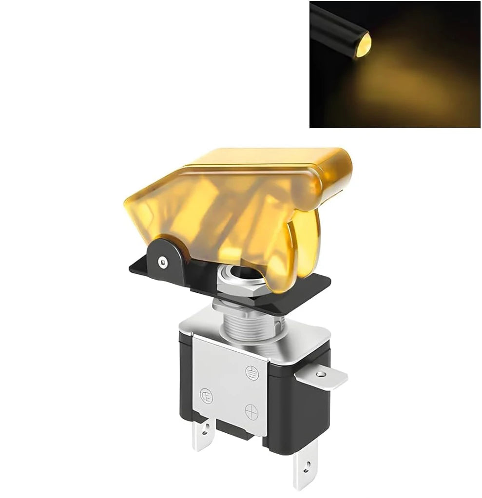 1pc 12V 20A Toggle Switch LED Switch Car Auto Cover LED Light With Protective Cover SPST Toggle Rocker Switch Control On/Off