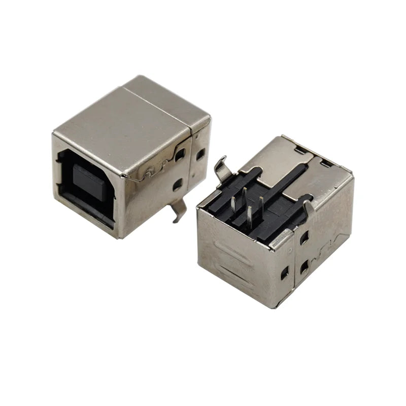 10Pcs USB Type B Female Socket Printer Data Interface Connector Repair Jack Port Right Angle 4Pin PCB DIP USB B Soldering Adapte