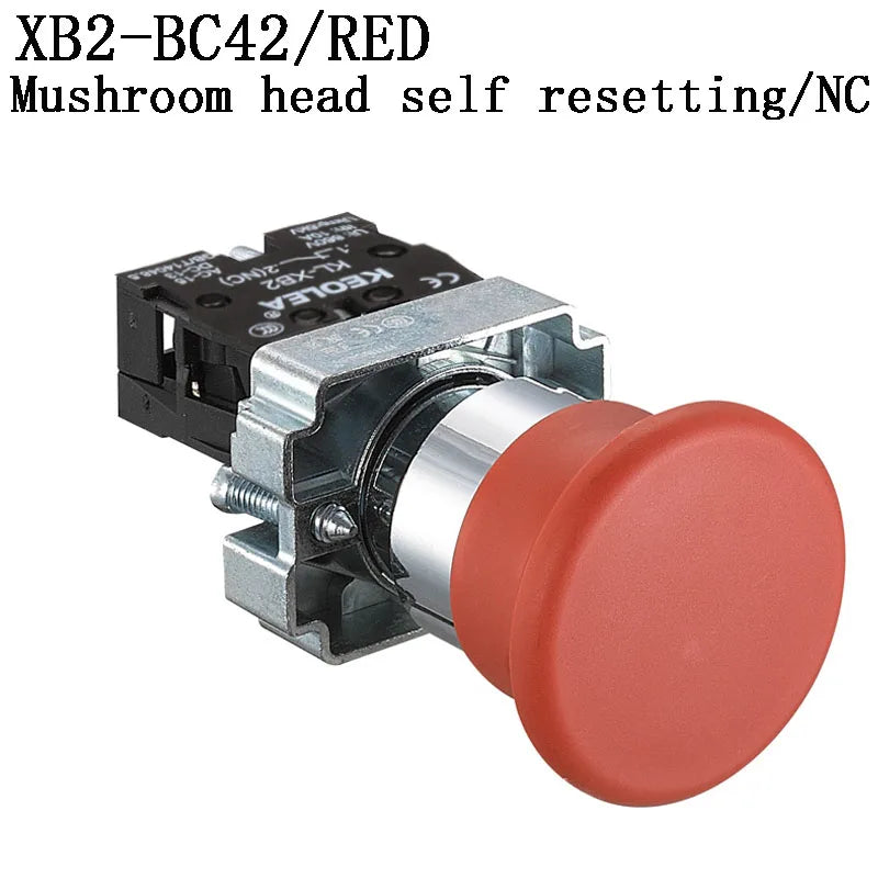 1Pcs Button Switch Self Reset Small Mushroom Head Emergency Stop 22mm Knob Key Start Inching Power on XB2-BG21 XB2-BA31 XB2-BS54
