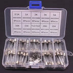 100/72pcs Car Fast-blow Glass Fuses Car Glass Tube Fuses 0.2-20A 0.5-30A Assorted Kit for Car Light Inflator Vacuum Cleaner