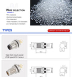 CAZN M8 Welding Panel Connector Male Female Back Mount Socket SMD 3 4 5 6 8 Core Angle Pin Male and Female Socket