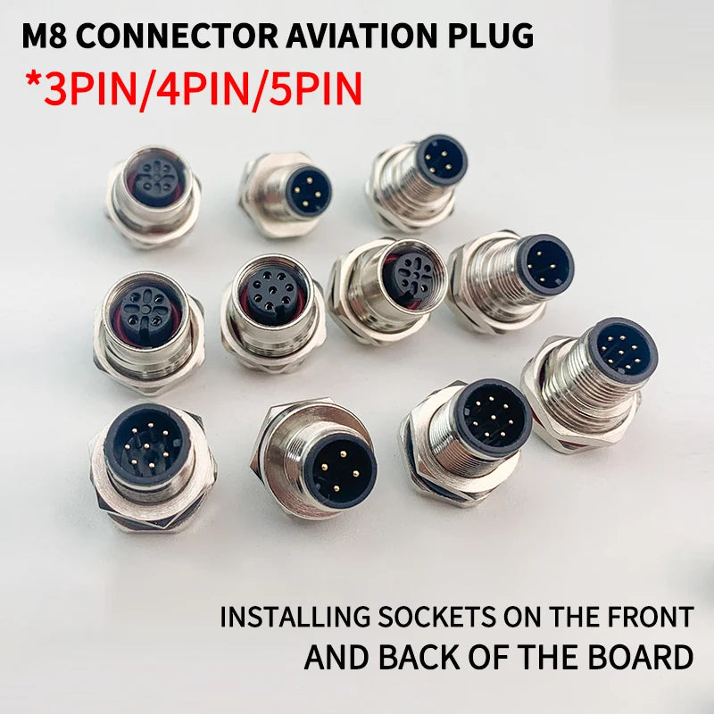 M8 waterproof connector - 3P4P male female M8 waterproof aviation plug socket sensor cable connector