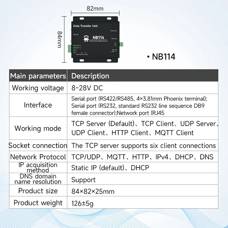 RS485 to RJ45 Ethernet Serial Sever CDEBYTE NA111 Series Standard AC/DC/POE Data Transmission Transceiver Rail Industrial