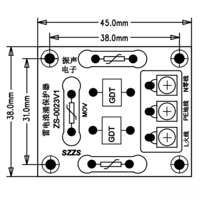 AC power surge lightning protector gas tube discharge varistor overvoltage protection
