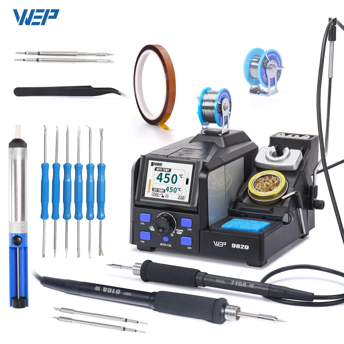 WEP 927 Clips Tin Soldering Iron with Optional Magnifier Lamp Digital Display Electric Soldering iron Kit Set Soldering Station