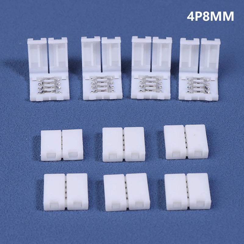 10Pcs LED Strip Connector 8MM 10MM 2Pin 3Pin 4Pin 3528 5050 RGB Single Color Solderless PCB Board Wire Free Welding Connectors
