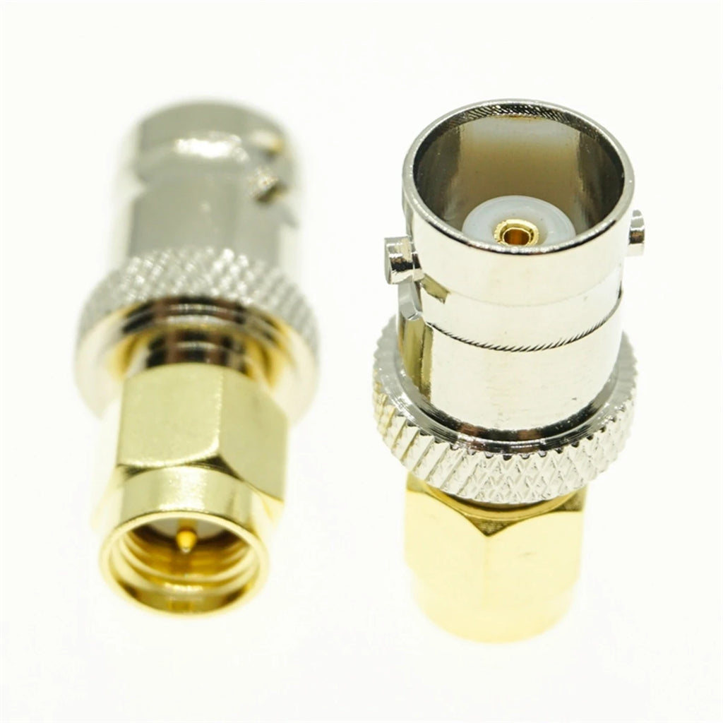 1Pcs SMA Male Female To BNC MAEL FEMALE Connector Jack Plug Q9 Flange Right Angle Coax conector set RF Copper Coaxial Adapter
