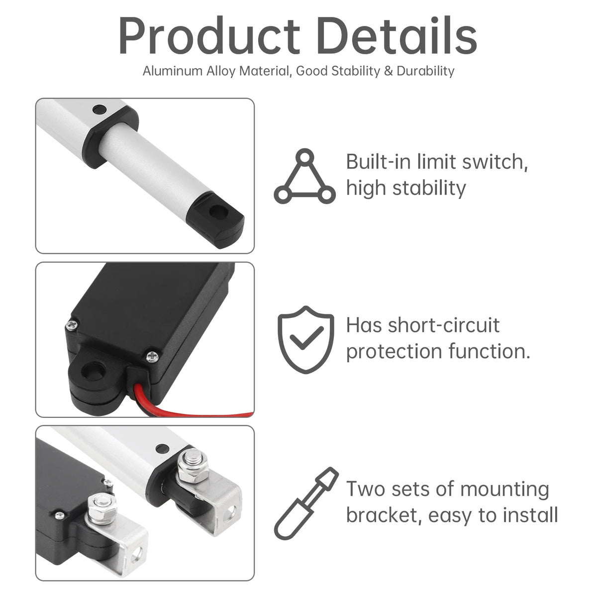 12V Linear Actuator 10-200mm Stroke 32N/64N/96N/188N/1000N/3000N Electric Reciprocating Lifting Linear Motion Actuator Motors