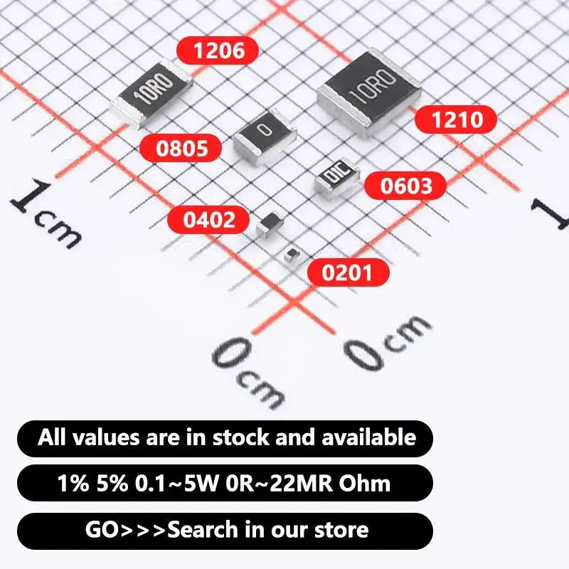 PLR 200PCS 5% 1206 SMD 1/2W chip resistor 0R~10M 1 10R 100R 220R 330R 470R 1K 4.7K 10K 47K 100K 10 100 330 470 1M ohm Resistance