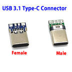 USB 3.1 Type C Male/Female Connectors Jack Tail 24pin USB Male Plug Electric Terminals Welding DIY Data Cable Support PCB Board
