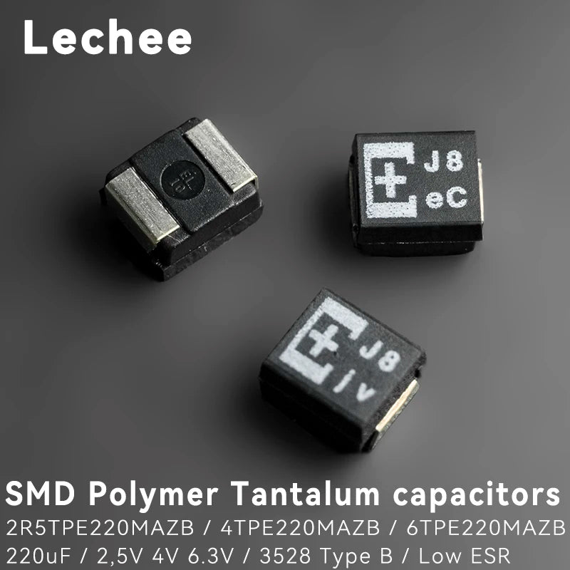 10pcs/lot 2R5TPE220MIB 2R5TPE220MAZB 4TPE220MAZB 6TPE220MAZB 220uF 2.5V 4V 6.3V SMD Polymer Tantalum Capacitors New Original