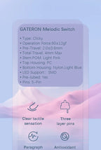 Gateron Melodic Switches Clicky Tactile 60g MX Switch Melodic Clicky MX Strong Tactile Switch Mechanical Keyboard Lubricated