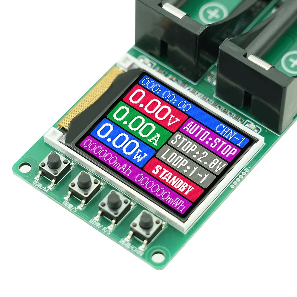 2 Channel 18650 Battery Capacity Internal Resistance Tester Automatic Charge Discharge Electronic Load Module TYPEC Power Supply