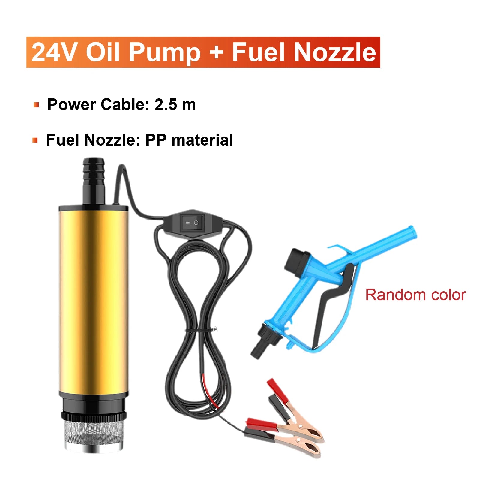 Diesel Fuel Transfer Pump 12V/24V Portable Self-Priming DC Pump with Clamps for Car Use Portable Diesel Transfer Pump High Flow