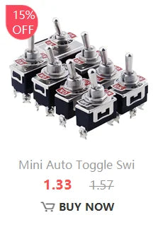 5PCS Miniature Toggle Switch Double Pole Double Throw DPDT (MTS202) ON-ON 120VAC 6A 1/4 Inch Mounting MTS-202