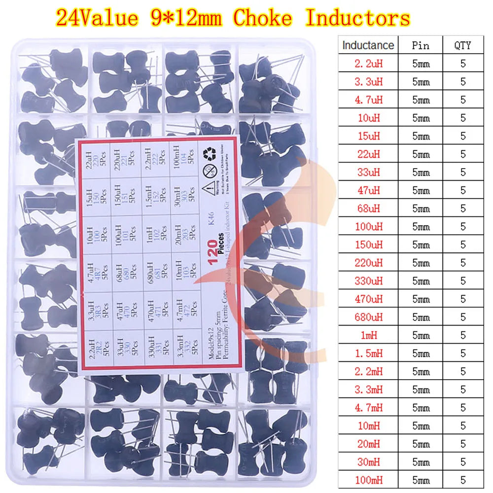 Toroid Core Choke Color Ring Inductor Assorted Kit 2.2uH 3.3uH 4.7uH 6.8uH 10uH 22uH 47uH 68uH 100uH 220uH 1mH 4.7mH 10mH 100mH
