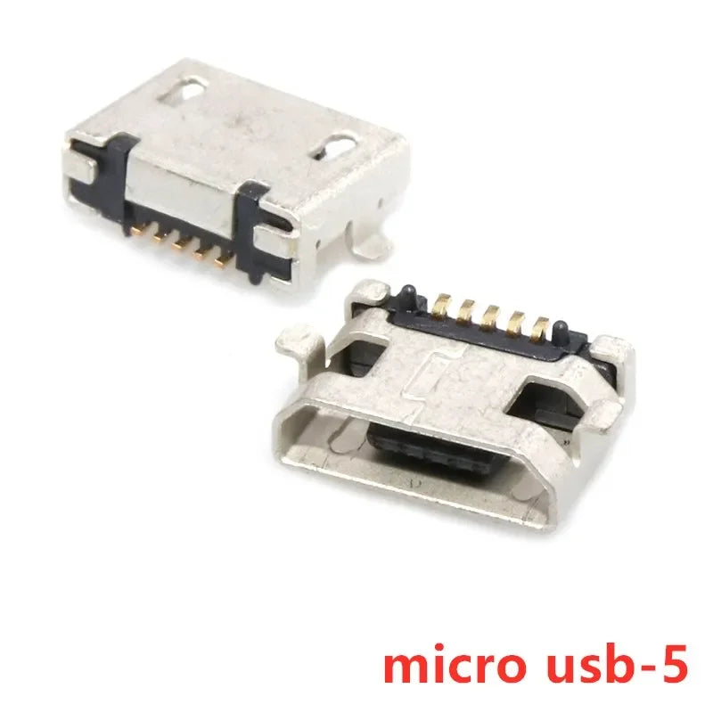 20pcs Micro USB 5 Pin SMT Socket Connector Type B Female Placement DIP SMD USB Charging Adapter Connectors Plug