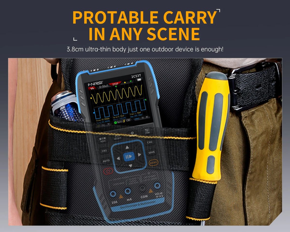 FNIRSI 2C23T 2C53T Upgrade 50MHz Handheld Digital Oscilloscope Multimeter Signal Generator  3 in 1 Dual Channel Automotive Tools