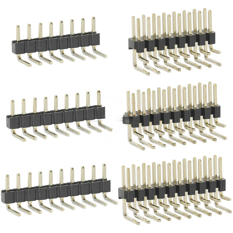 50pcs 2.0mm Pitch Pin Header Single Row Double Row 90 Degree Curved Needle Copper Foot Pin 2*2P/3P/4P/5P/6P/7P/8P/12P