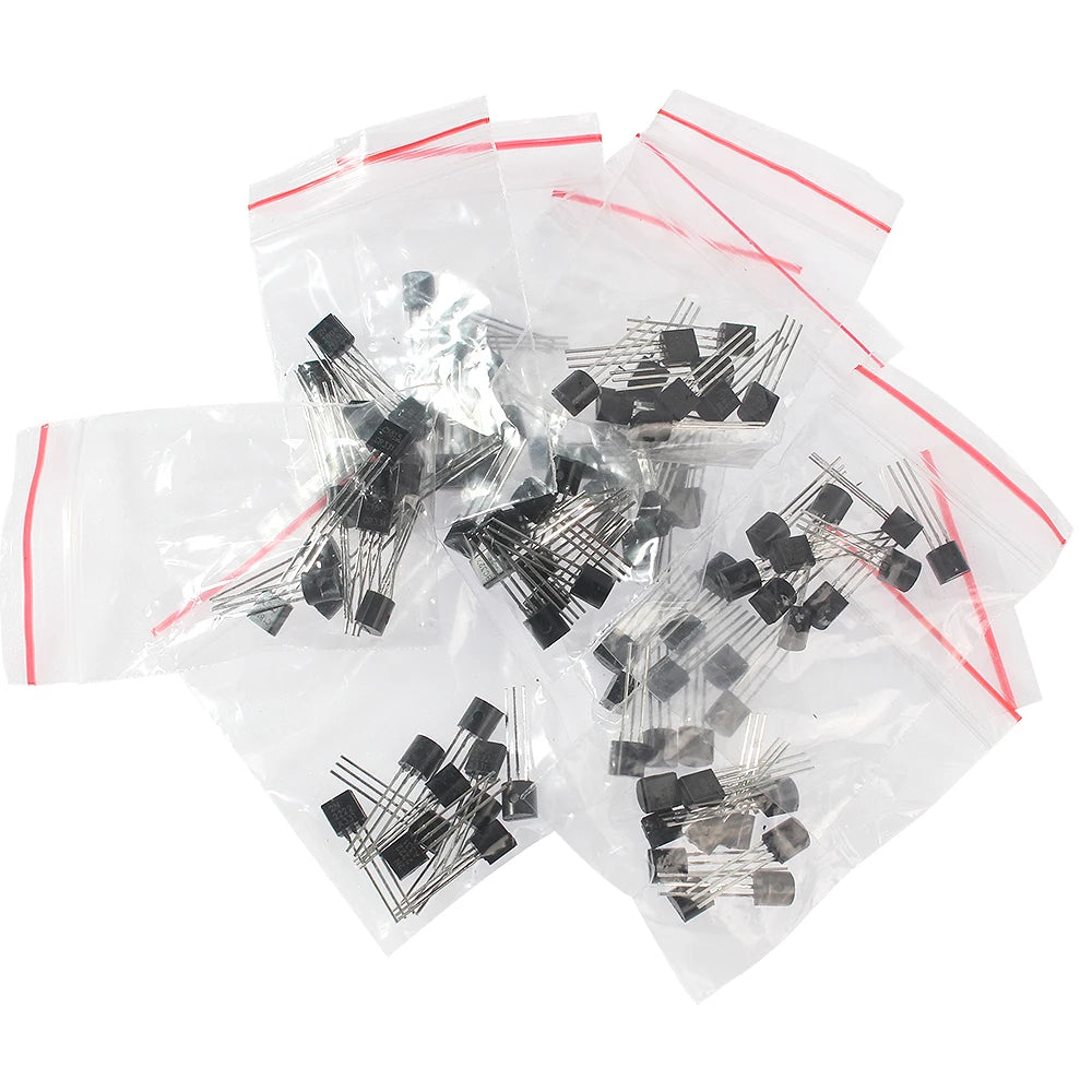 100/200PCS Triode Transistor Set BC337 BC327 2N2222 2N2907 2N3904 2N3906 S8050 S8550 A1015 C1815 TO92 PNP NPN Transistors kit