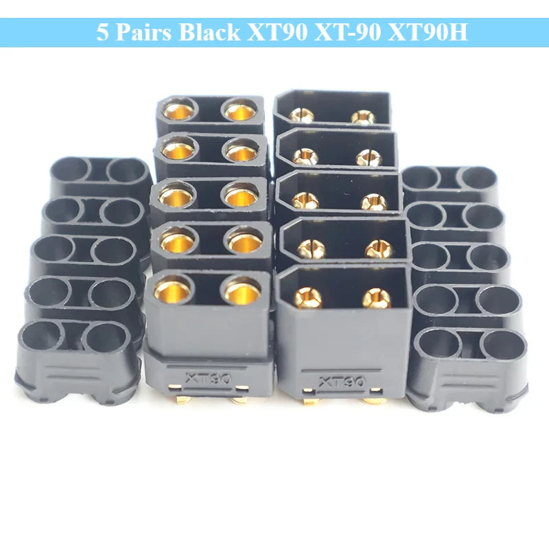 5Pairs Connector XT90 Black XT-90 XT90H Male and Female Bullet Plug for RC Lipo Battery Motor ESC and Charge Lead Expand
