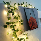 10M/5M/2M Green Leaf Fake Plants String Light Battery Powered Waterproof String Light For Wall House Room Office Birthday Decor