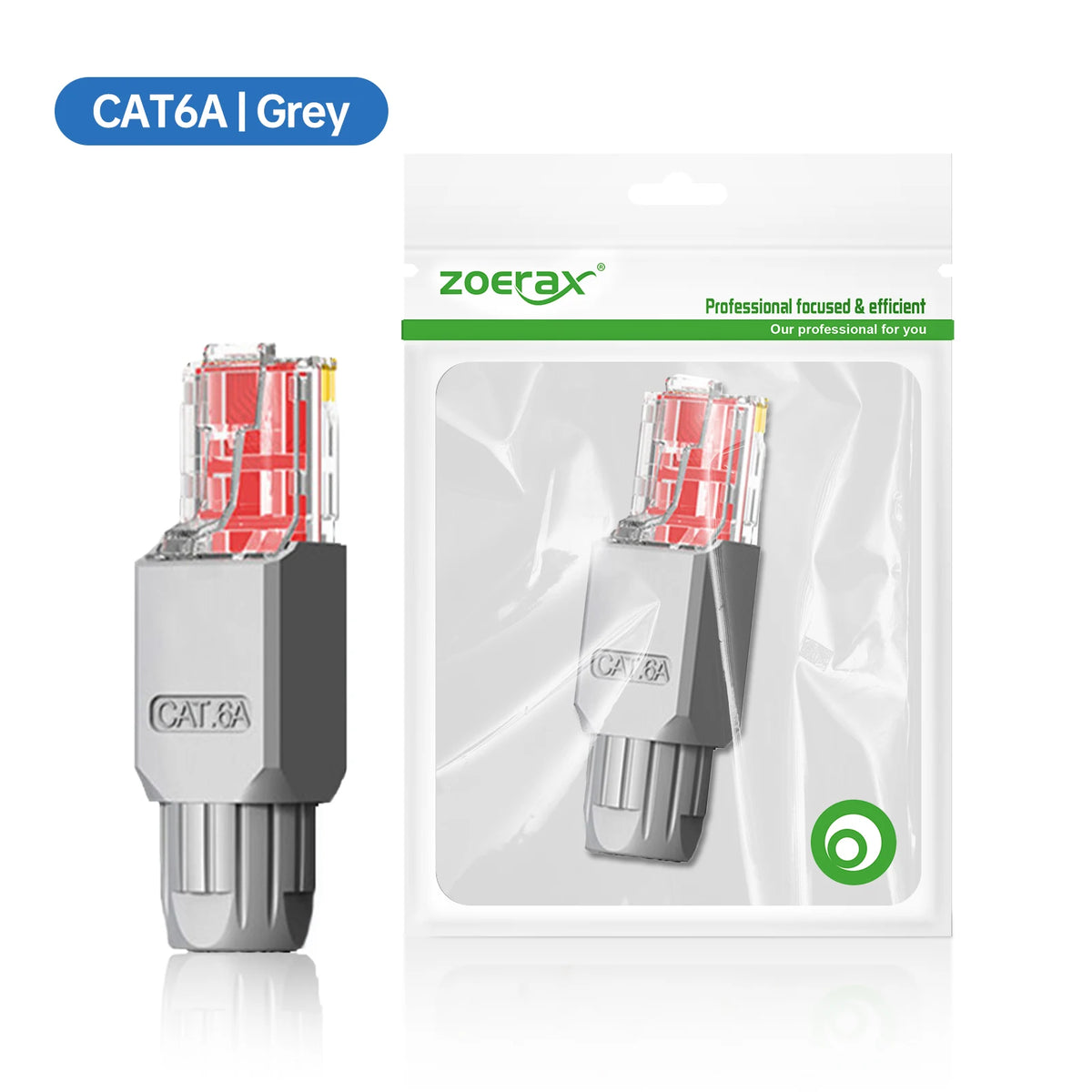 2PCS RJ45 CAT6A CAT6 Connector, ZoeRax Tool Free Ethernet Termination Plugs, 23AWG to 26AWG Cable Internet Plug Toolless